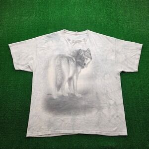 The Mountain Wolf Shirt Mens 2XL Grey Mottled Tie Dye Nature Tee Wildlife 2011
